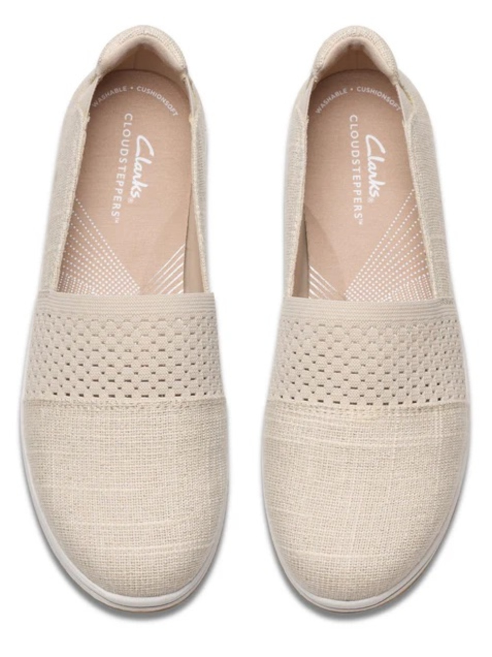 NEW Clarks Women's Cloudsteppers Slip-On Flats in Beige